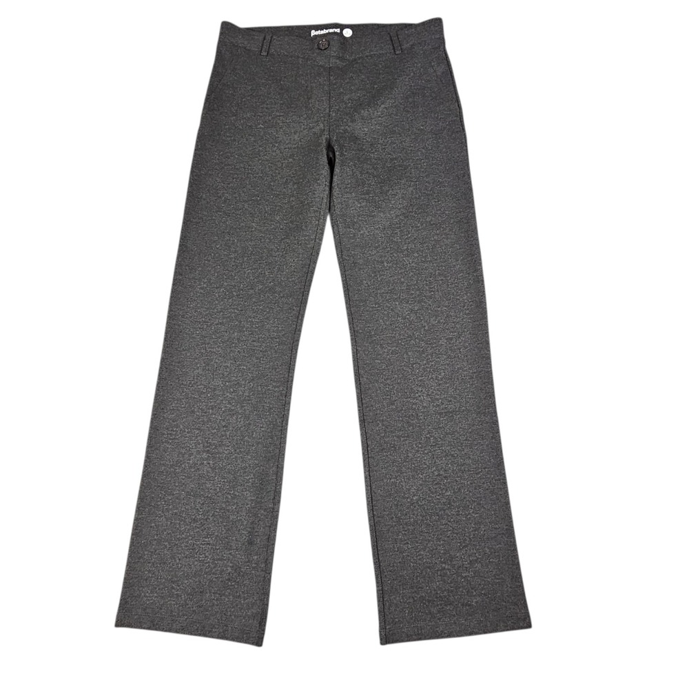 Betabrand PETITE Sz L Straight Leg Dress Pant Yoga Pant DPYP Ponte Knit Charcoal